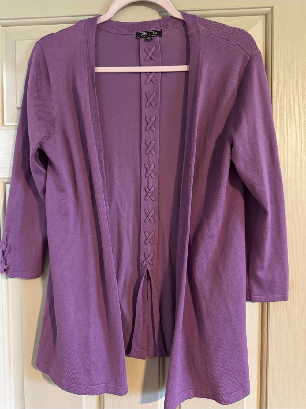 LOFT Lavender Purple Open-Front Cardigan with Back X-Detail
